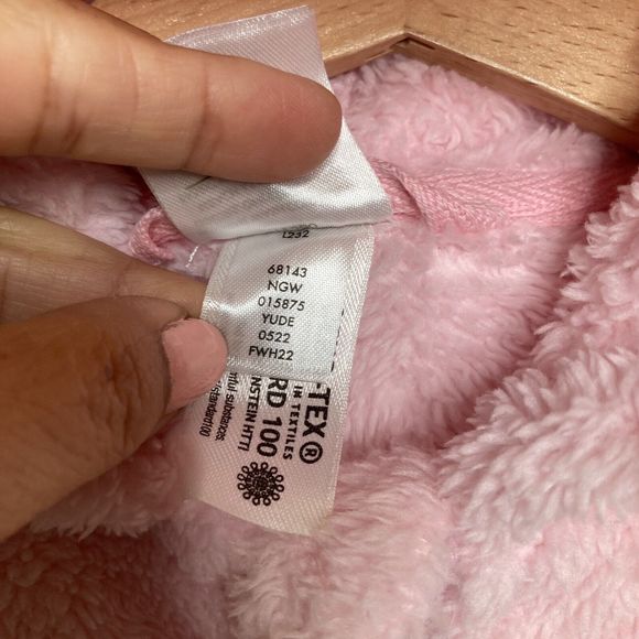 Hanna Andersson Size 2T 85 cm Baby Jacket In Marshmallow Coat Pink Hoodie - Picture 10 of 11